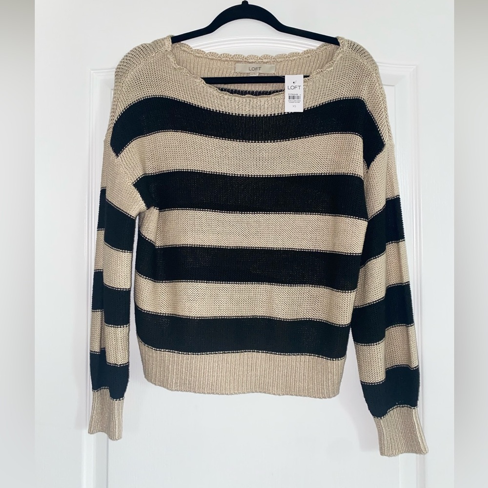 Loft shirt. Black and cream top. NWT